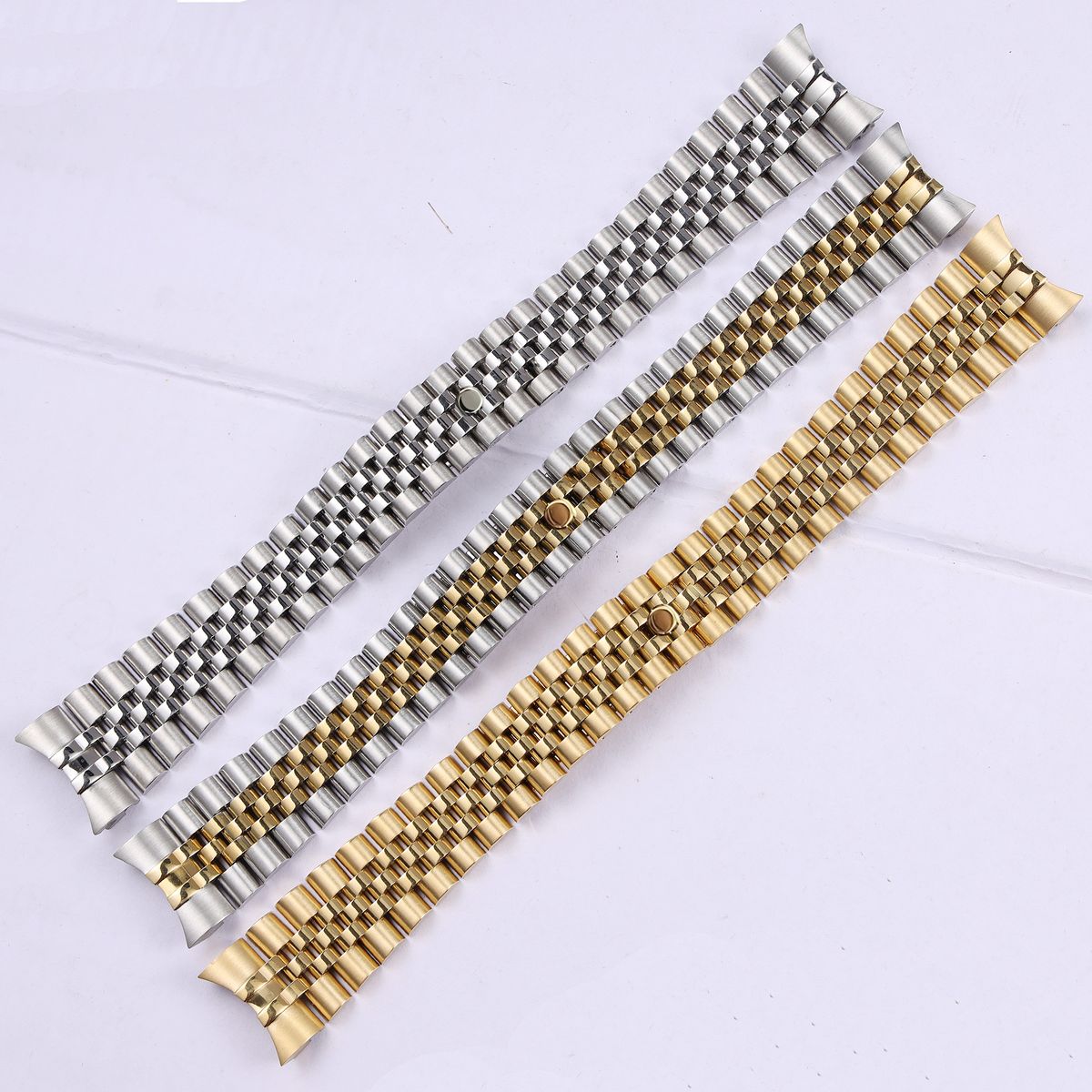 Two watch bracelets, one silver and one gold for Seiko Mod