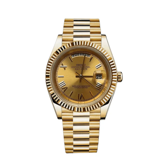 Gold Seiko Mod watch on a white background