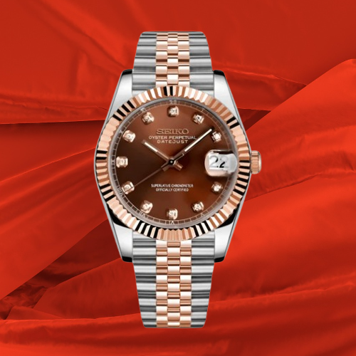 Seiko Mode Datejust Twotone Crystal Champagne