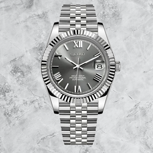 Seiko Mod Datejust Grey Roman