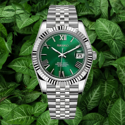 Seiko Mod Datejust Green Roman