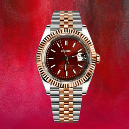 Seiko Mod Datejust Twotone Red