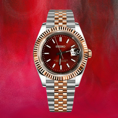 Seiko Mod Datejust Twotone Red